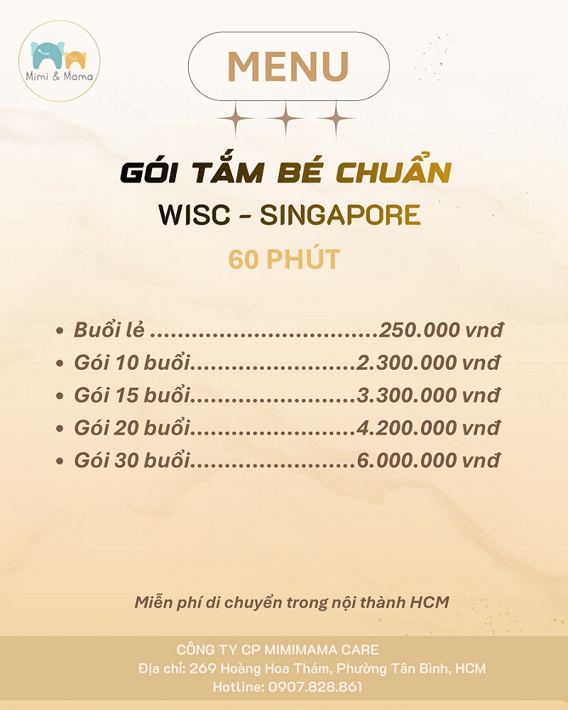 Bảng giá dịch vụ tắm bé tại MIMIMAMACARE